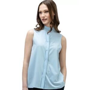 Ministry of Supply Womens Medium Juno Mock Neck Tank Light Blue Blouse NWT